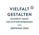 Zertifikat des Stifterverbands: "Vielfalt gestalten. Diversity Audit des Stifterverbandes. Zertifikat 2024"